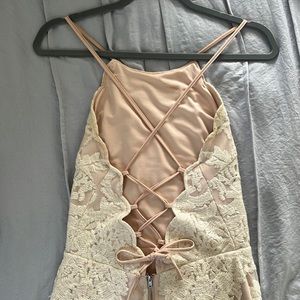 Tobi Blush Lace Mini Dress